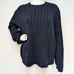 J. Crew Navy Cable-Knit Crewneck Pullover Sweater